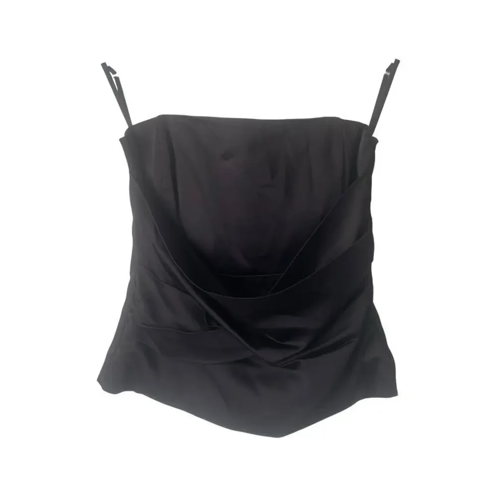 BCBGMazazria Bustier Corset Shirt Strapless in Black Size Medium